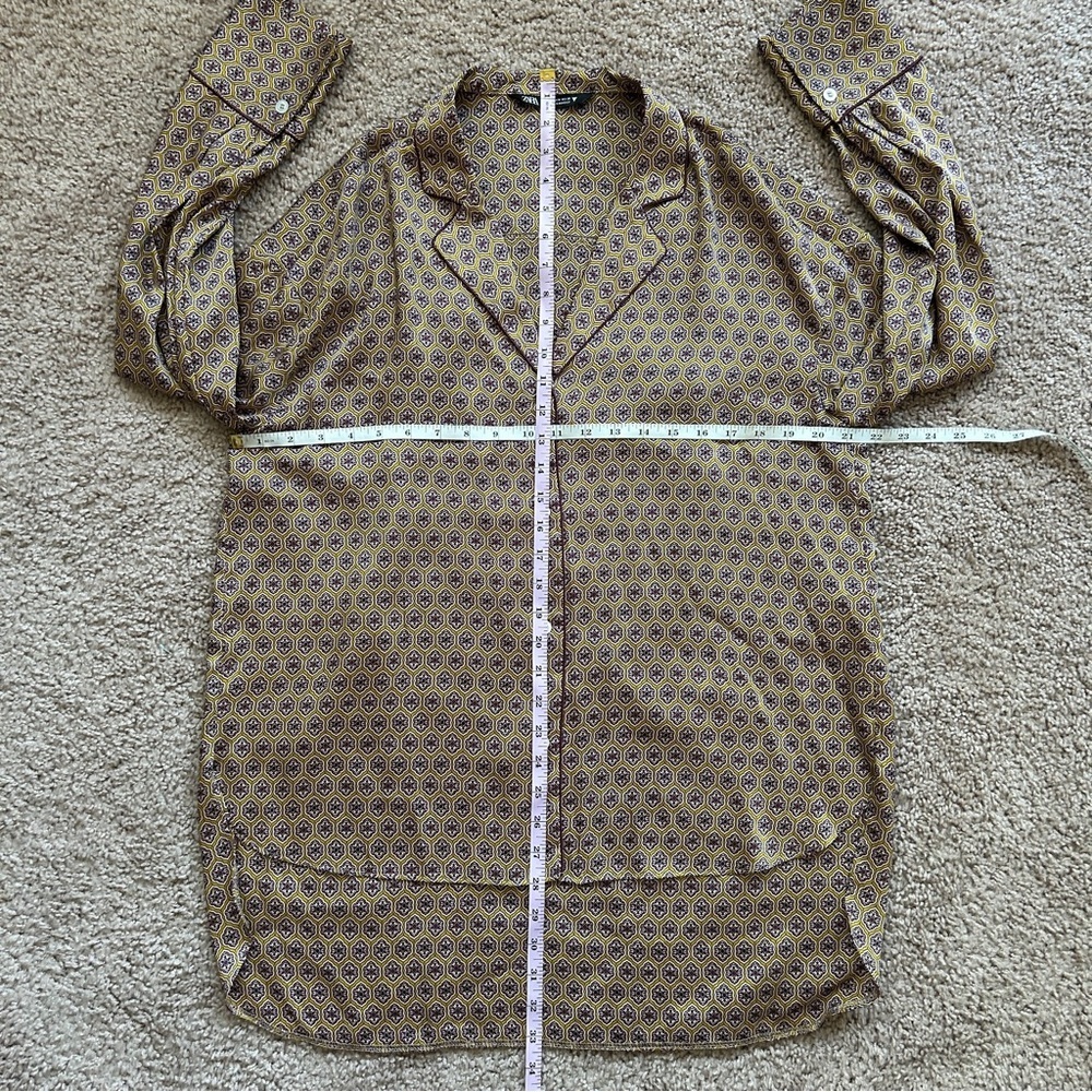 Zara Brown Patterned Button-Up Geometric Patterne… - image 10